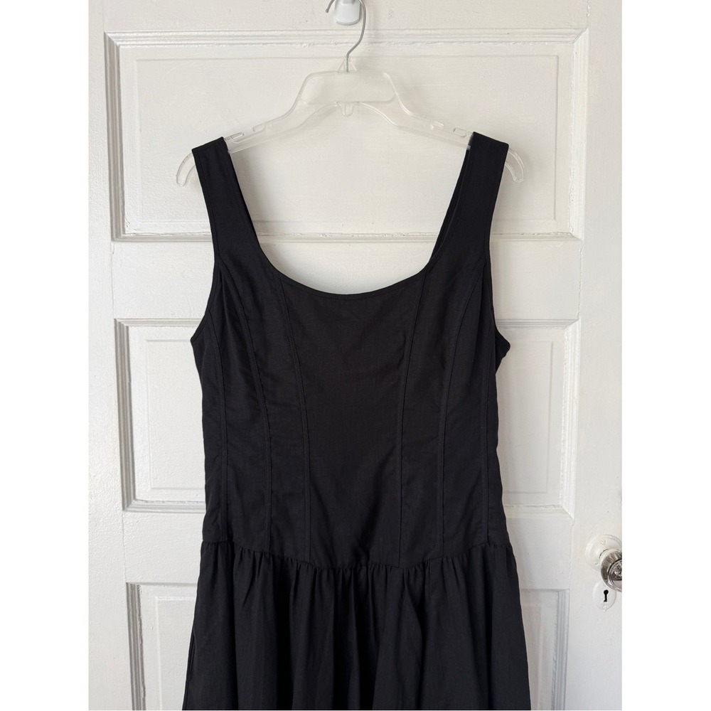 Wayf Black Linen Mini Dress Esmeralda A-Line Scoop Neck Sleeveless Party NWT Lg - Picture 7 of 16